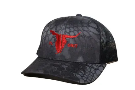 Hat - Embroidered - Black Kryptek Camo Red