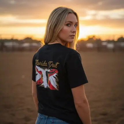 Ladies Rope and Grit Flag Tee