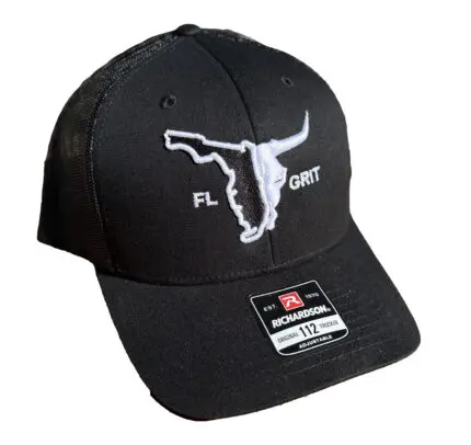 Black Richardson Trucker Embroidered Bull
