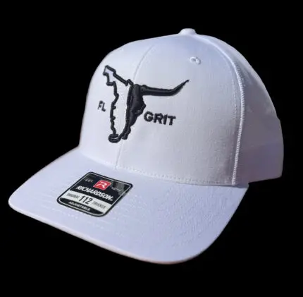White Richardson Trucker Embroidered Bull