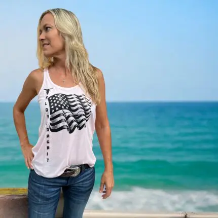 Soft Pink Racerback American Flag