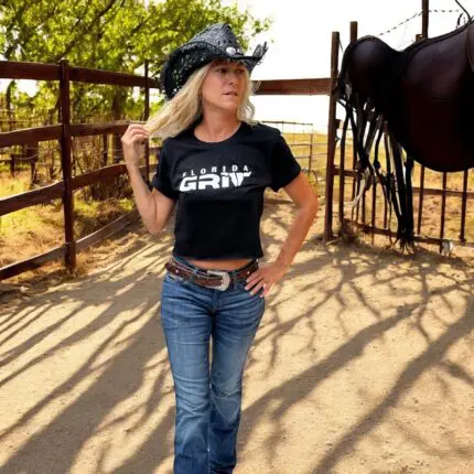 Black Crop Tee - Badge & Branded Bull