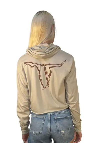 Tan Thin Hoodie Crop - Branded Bull