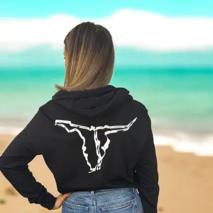 Black Thin Hoodie Crop - Branded Bull