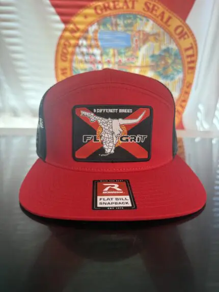 Red/Black Richardson Flat Bill - Grit Flag Patch