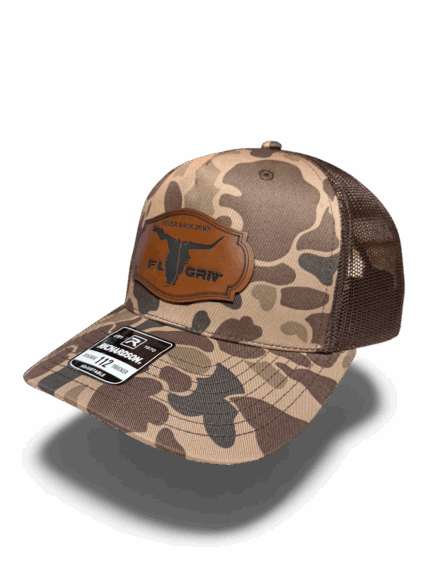 Duck Camo Richardson Trucker Leather Bull Patch