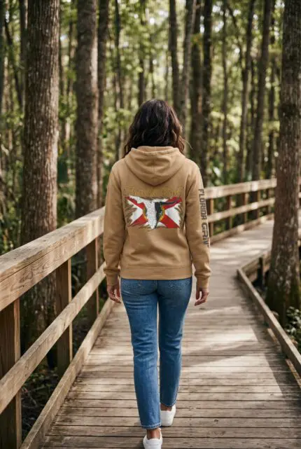 Ladies Coyote Tan Fleece Hoodie