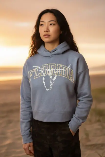 *NEW* Flint Blue Florida Fleece Crop Hoodie