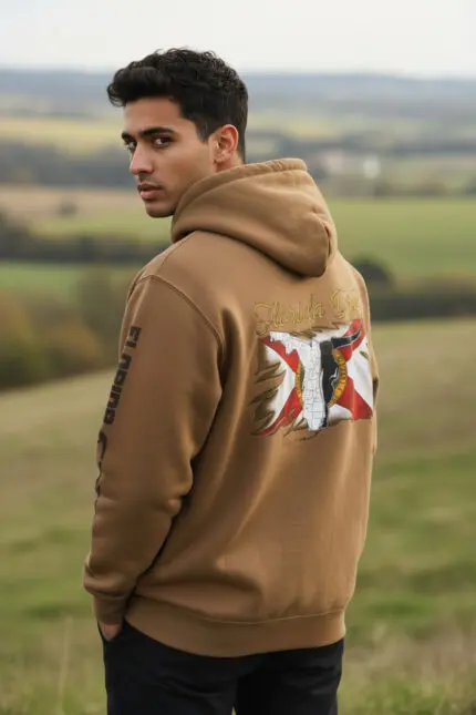 Coyote Tan Fleece Hoodie Rope Flag