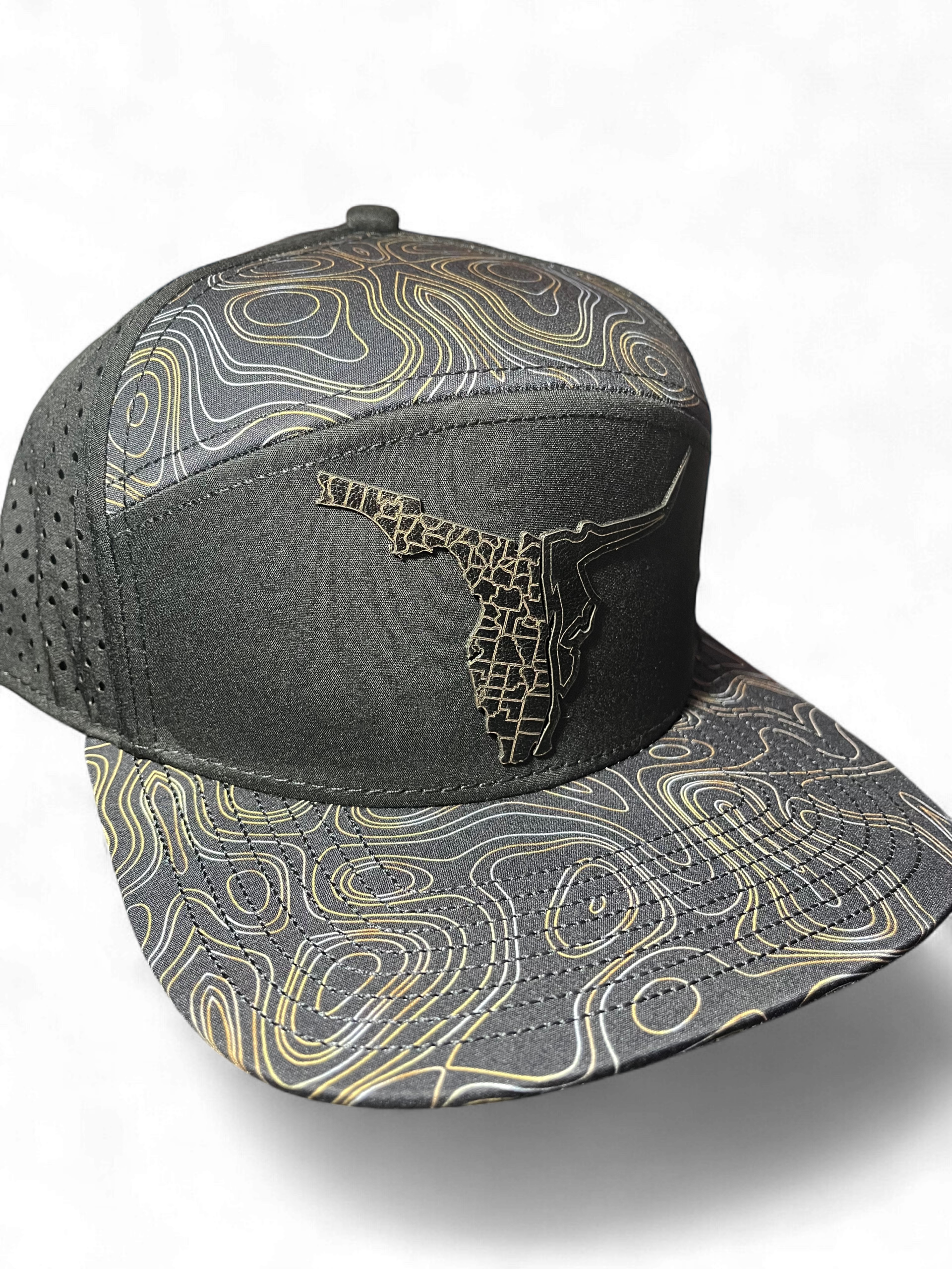 Black Topo Water Wick Flat Bill