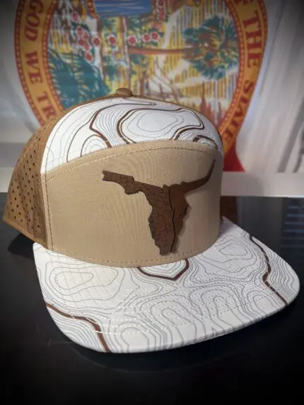 Tan/White Topo Water Wick Flat Bill