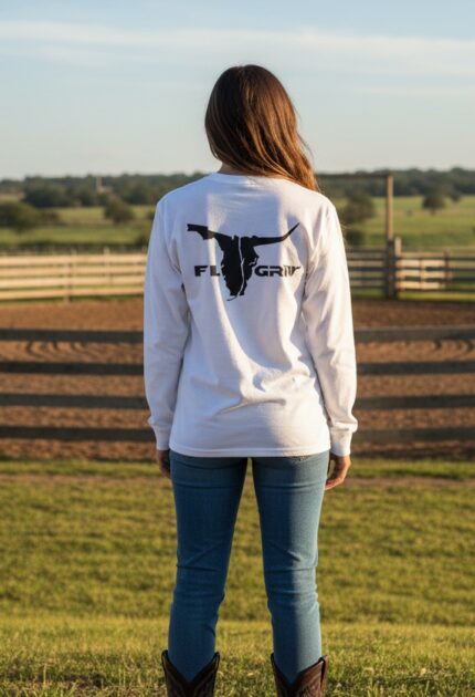 Ladies White Long Sleeve FL Grit Bull