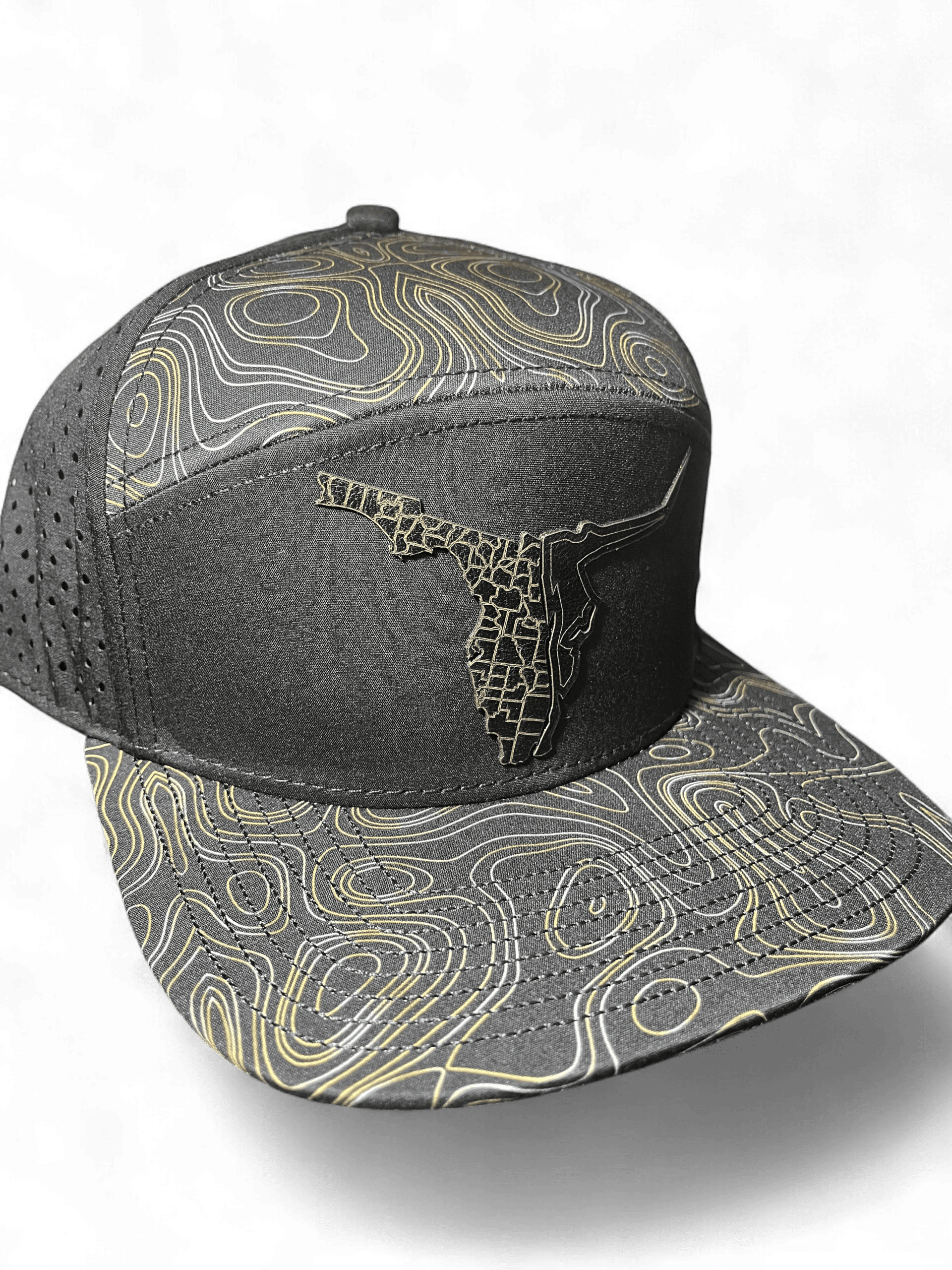 Black Topo Water Wick Flat Bill